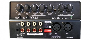 Bộ trộn âm thanh ROLLs MX153 | 3-Channel Stereo Line, 2-Microphone Mixer